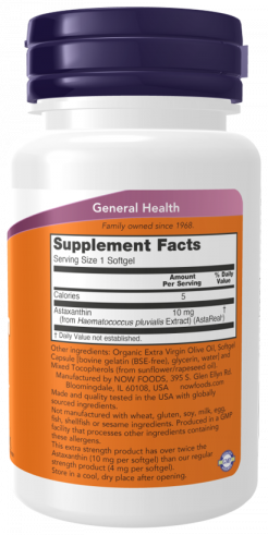 NOW Astaxanthin 10 mg, 60 капсул
