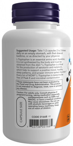 NOW L-Tryptophan 500 mg, L-Триптофан 500 мг, 120 капсул