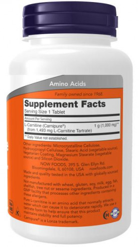 NOW L-Carnitine, L-Карнитин, 50 таблеток