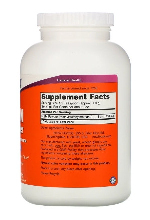 NOW MSM Methylsulfonylmethane Powder, МСМ Метилсульфонилметан Порошок, 454 грамм