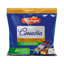 Победа Конфеты вафельные без сахара "Соната" в молочном шоколаде, 150 грамм