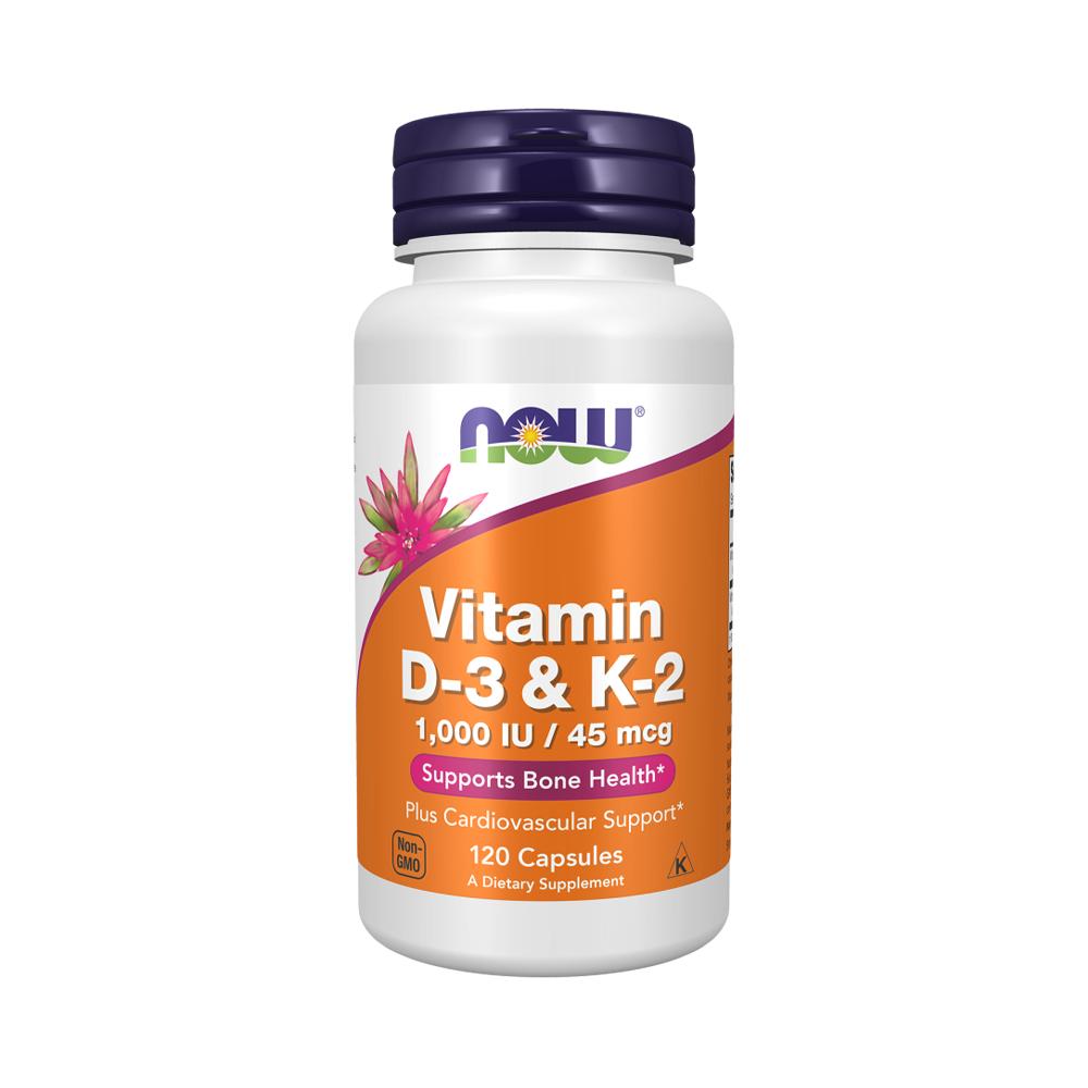 NOW Vitamin D-3 and К2 1000 IU/45 mcg, Витамин Д-3 и К2 1000 МЕ/45 мкг, 120 капсул, Vitamin D3 & K2 1000IU/45 мкг. 120 капс.